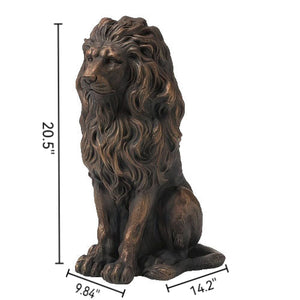 20.5" Lion Statue - Resin Outdoor Guardian Sculpture