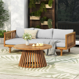 Acacia Wood Patio Furniture Set: Outdoor Daybed & Coffee Table