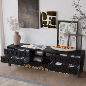 Media Console With 4 Drawers And Cable Management