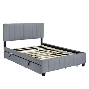 Platform Upholstered Bed with 2 Drawers and Twin Long Trundle