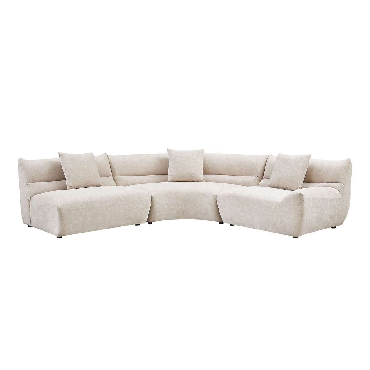 Modular Curved Sectional Sofa, 3-Piece Free-Form Configuration