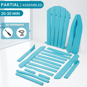 Outdoor Folding Adirondack Chair Patio With Natural Grain Texture - Turquoise Blue