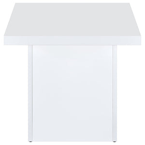 Devar Square Engineered Wood Side End Table White High Gloss