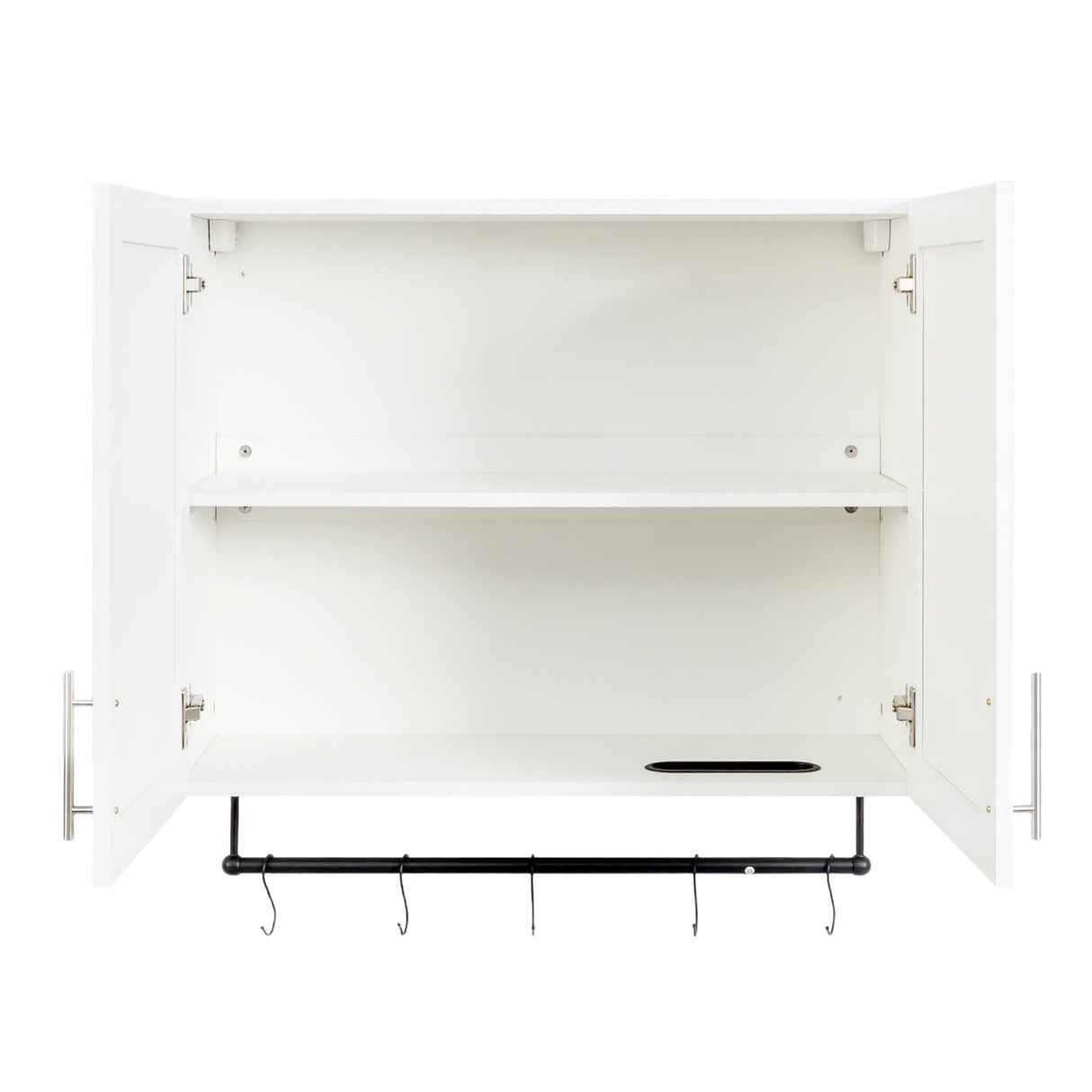Bathroom Wall Cabinet with Adjustable Shelf, Towel Bar, and 5 Hooks