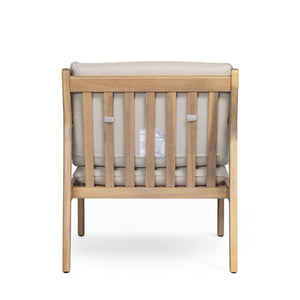 Outdoor Acacia Wood Armchair, Set of 2, Patio Club Chair with Cushions, Light Teak