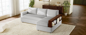 87.4' Sectional Sofa with Reversible Armrests Gray Chenille Upholstery