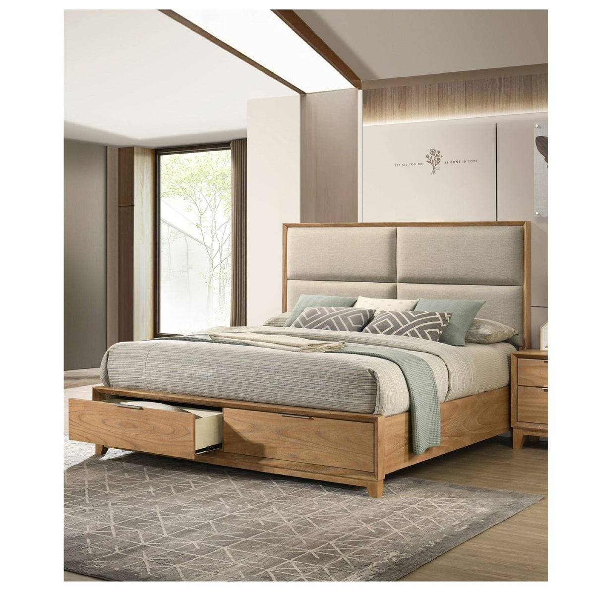 Contemporary Storage Platform Bed With Ultra Plush Headboard