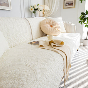 Cotton Quilted Sofa Cover, Non-Slip Couch Protector Fits Backrest, Seat & Armrest