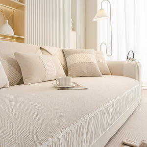 Herringbone Sofa Protector Cover, Non-Slip Couch Cover for Seat, Back & Arms
