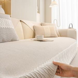 Herringbone Sofa Protector Cover, Non-Slip Couch Cover for Seat, Back & Arms