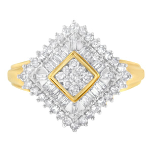 10K Yellow Gold Diamond Ballerina Ring (1 Cttw, I-J Color, I1-I2 Clarity) - Size 7