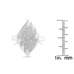 .925 Sterling Silver ¾ Cttw Round and Baguette Cut Diamond Stair-Stepped Cluster Waterfall Cocktail Ring (I-J Color, I2-I3 Clarity)