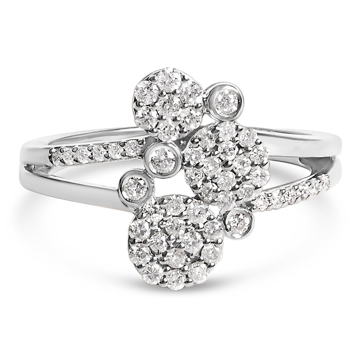 14K Rose Gold Plated .925 Sterling Silver 1/2 Cttw Diamond Scatter Composite Bypass Ring (I-J Color, I1-I2 Clarity) - Size 7