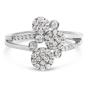14K Rose Gold Plated .925 Sterling Silver 1/2 Cttw Diamond Scatter Composite Bypass Ring (I-J Color, I1-I2 Clarity) - Size 7