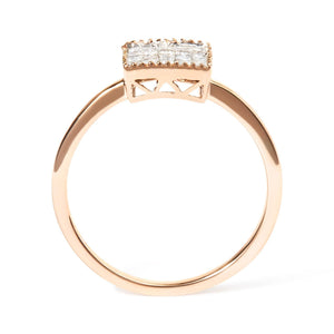 10K Rose Gold 1/3 Cttw Invisible Set Princess Cut Diamond Composite Square Shape Ring (H-I color, I1-I2 clarity)