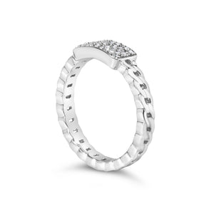 .925 Sterling Silver 1/5 Cttw Diamond ID and Cuban Link Band Ring (I-J Color, I2-I3 Clarity)