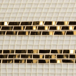 10" Border Stripe Metallic Mesh Ribbon: Cream (10 Yards)