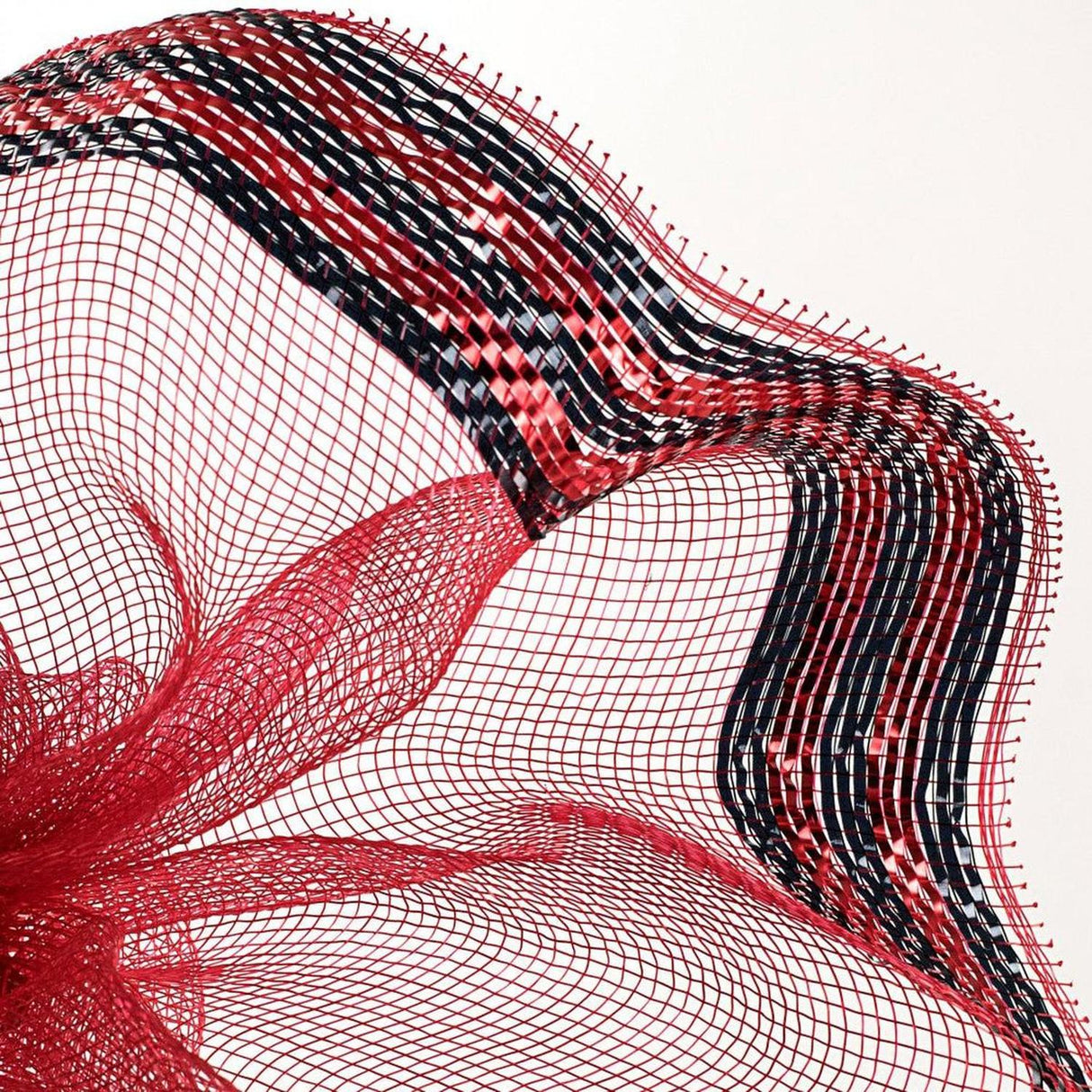 10" Border Stripe Metallic Mesh Ribbon: Red/Black (10 Yards)