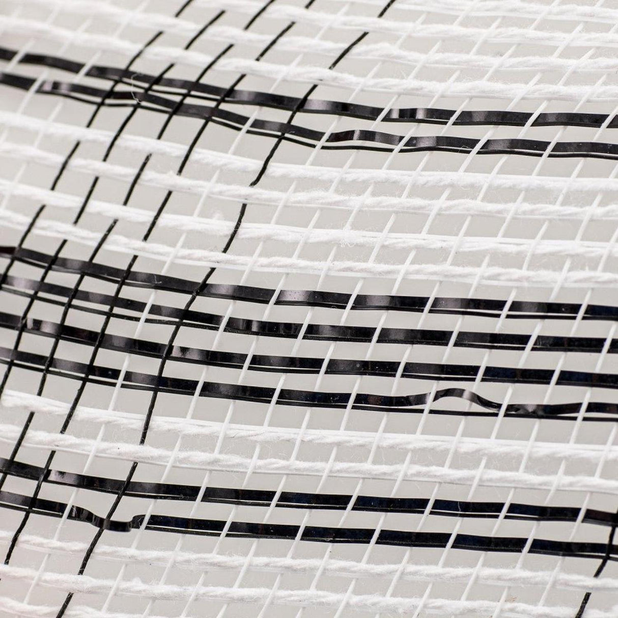 10" Cotton Foil Check Mesh Ribbon: Black & White (10 Yards)