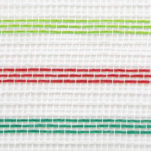 10" Faux Jute Stripe Mesh Ribbon: White, Red, Green (10 Yards)