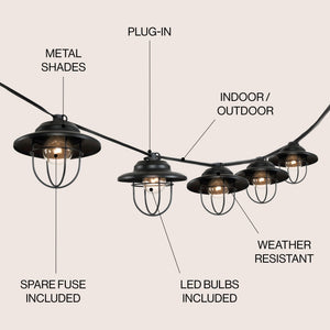 10 ft Farmhouse Outdoor String Lights with Stay - Lit Technology - Tuesday Morning - Outdoor Lighting