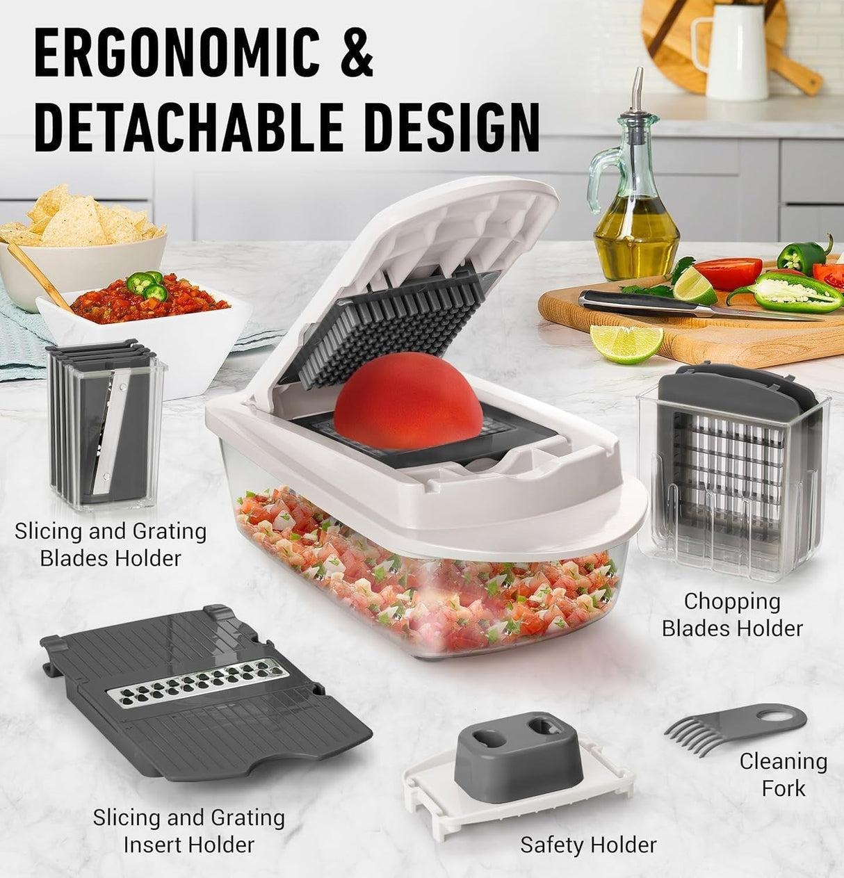 8 in 1 Vegetable Slicer Chopper with Container Mandoline Cutter