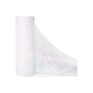 10" Iridescent Foil Mesh Ribbon: White (10 Yards)