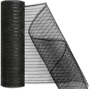 10" Metallic Black with Black Foil Mesh Ribbon (10 Yards)