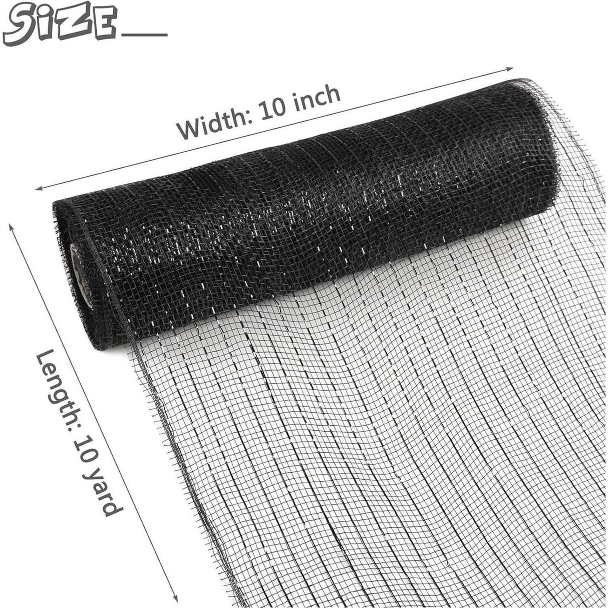 10" Metallic Black with Black Foil Mesh Ribbon (10 Yards)