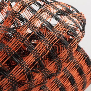 10" Poly Burlap Check Mesh Ribbon: Black & Orange (10 Yards)