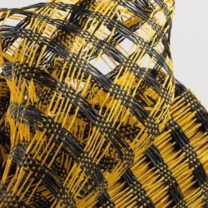 10" Poly Burlap Check Mesh Ribbon: Black & Yellow
