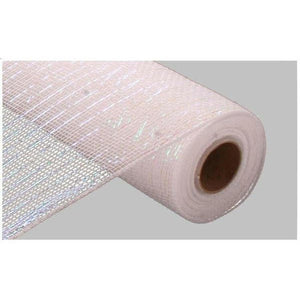 10" Poly Deco Mesh Ribbon: Iridescent White (10 Yards)