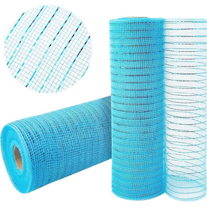 10" Poly Deco Mesh Ribbon: Metallic Turquoise (10 Yards)