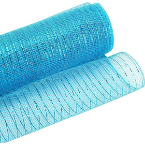 10" Poly Deco Mesh Ribbon: Metallic Turquoise (10 Yards)