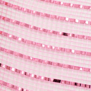 10" Poly Deco Mesh Ribbon: Wide Foil Metallic Pink (10 Yards)