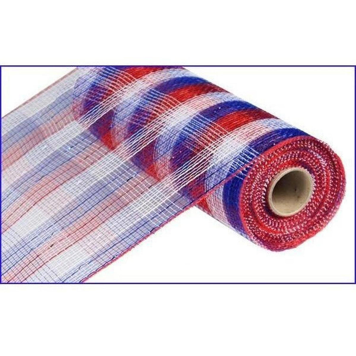 10" Red White Blue Plaid Poly Deco Mesh Ribbon