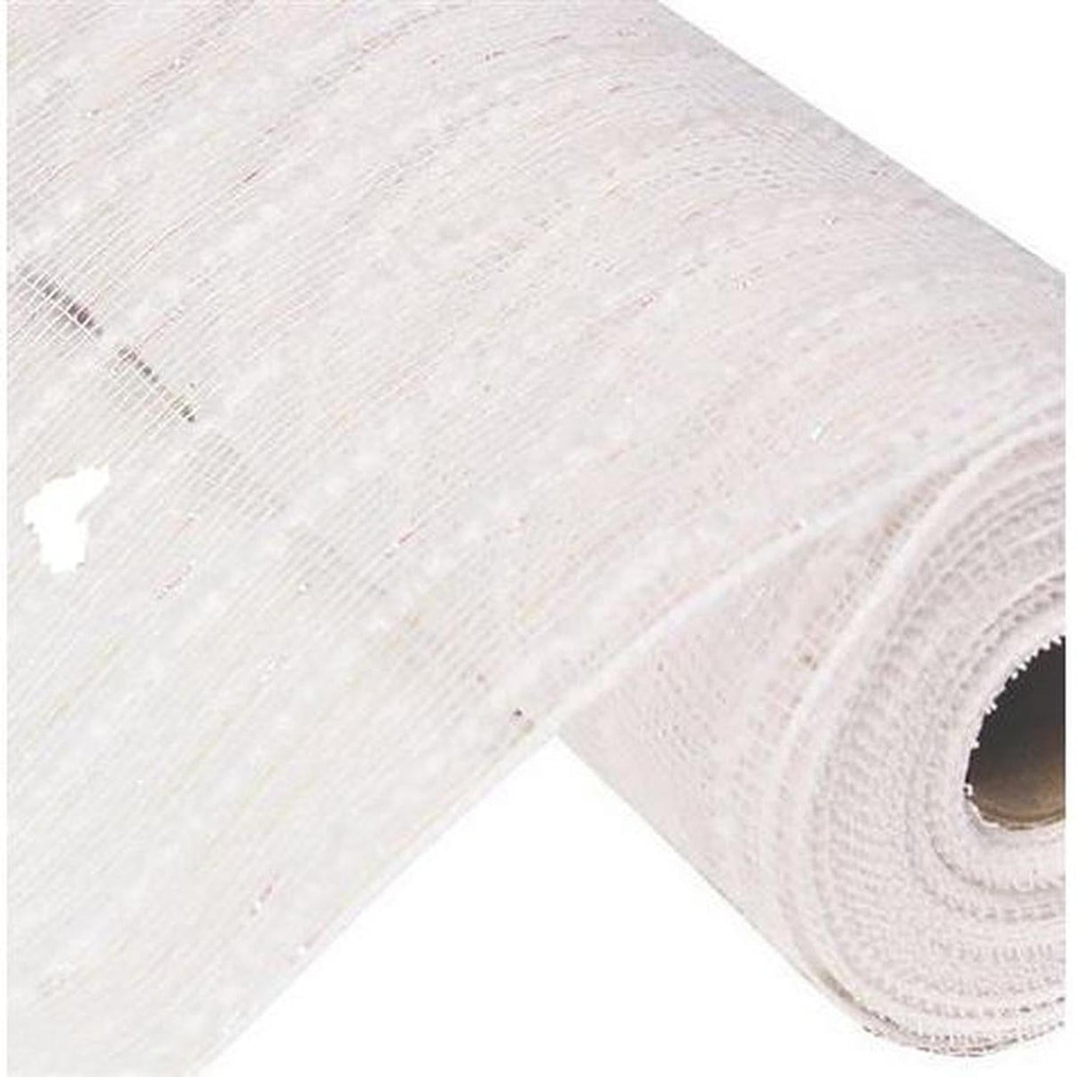10" White Snowdrift Cotton Ball Mesh Ribbon