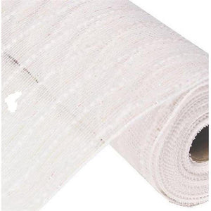 10" White Snowdrift Cotton Ball Mesh Ribbon