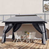 10' x 13' Patio Gazebo, Outdoor Gazebo Canopy Shelter with Netting, Vented Roof, Dark Gray - Tuesday Morning - Gazebos