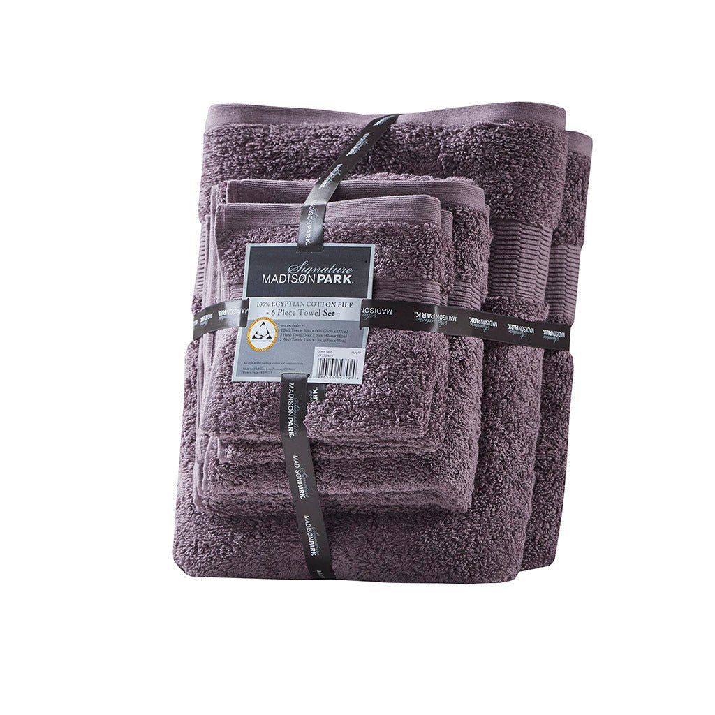 100% egyptian cotton 6 piece towel set