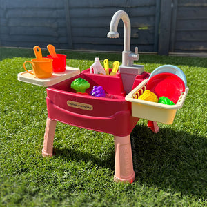 Kids Role Play Kitchen Sink Toy Set with Water Circulation & Accessories