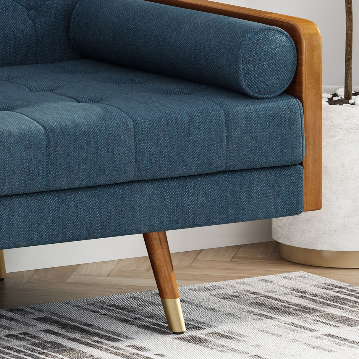 Aidan - Mid Century Modern Tufted Fabric Sofa