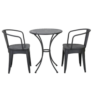 Ambrosia 3 Piece Bistro Set With Leaf Motifs Top And Seat
