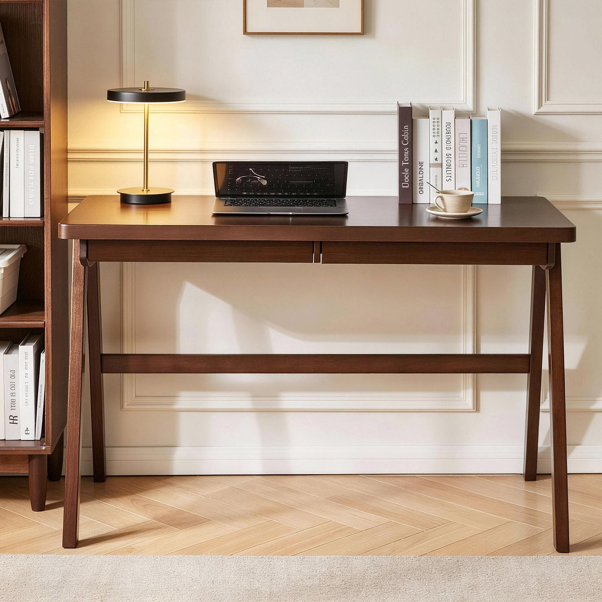 100% Solid Rubber Wood Computer Desk, Retro