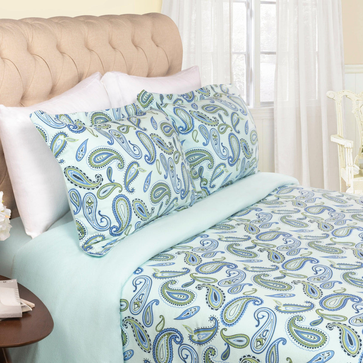 100% Cotton Flannel Paisley Luxury Duvet Cover Set - Duvet Cover Set by Superior Brand