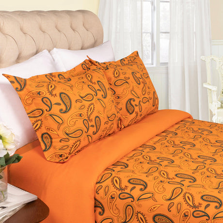 100% Cotton Flannel Paisley Luxury Duvet Cover Set - Duvet Cover Set by Superior Brand