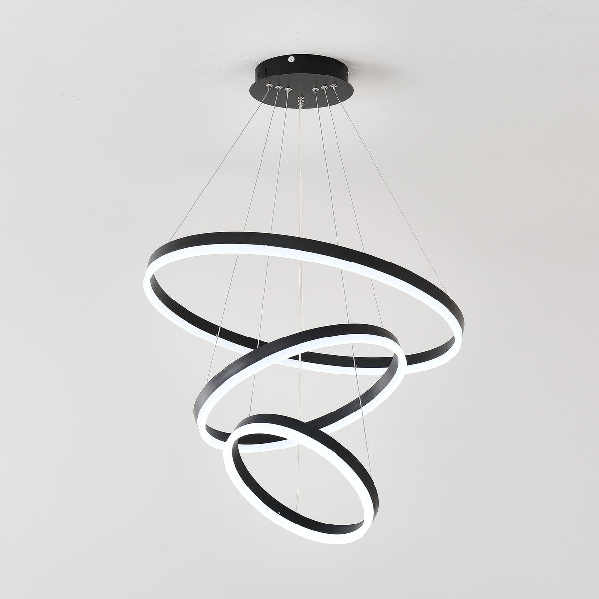 Modern 3 Rings Chandelier with Remote Control