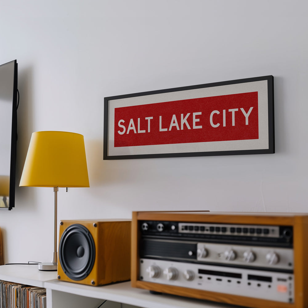 Framed Salt Lake City Red Bus Scroll