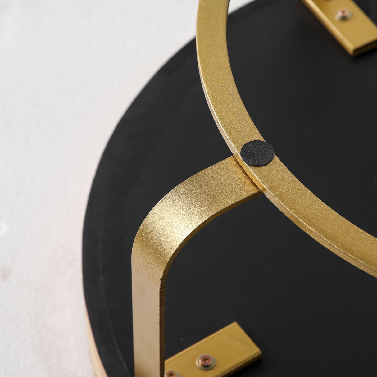 Modern Round Coffee Table with Wooden Carving Pattern and Metal Legs in Golden Natural Finish, Pine and MDF Construction