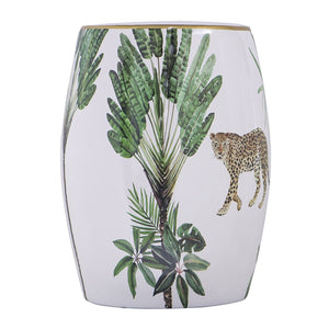 13x13x18" Ceramic Garden Stool Jungle-Themed Accent Side Table